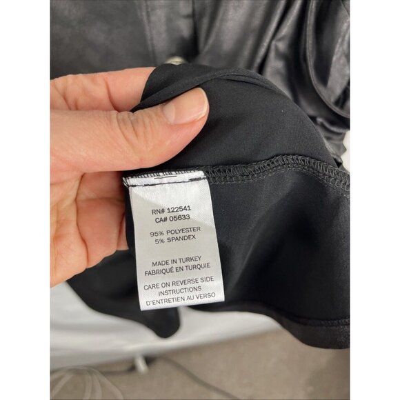 Kozan Slinky Faux Leather Mini Dress/Oversized Top w/ Metal Button Womens Size M - Picture 6 of 12